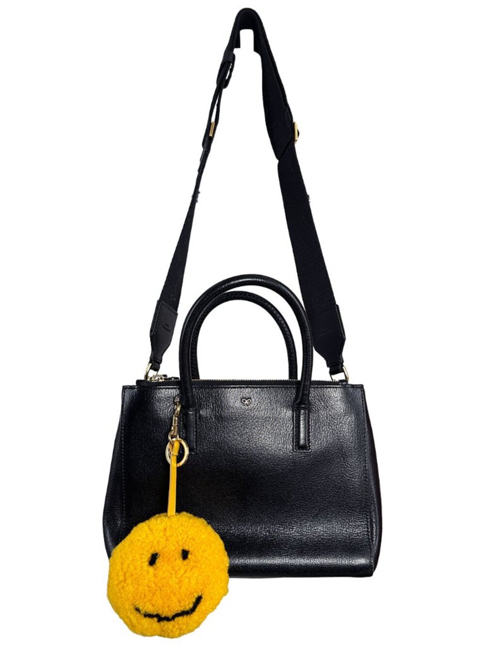 Anya Hindmarch Ebury Black Leather Satchel Shoulder Handle 2 Way Bag